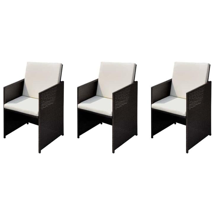 vidaXL Tuinstoelen 3 pcs Bruin 56 x 52 x 87 cm Poly riet, Tuin en Terras, Tuinstoelen, Nieuw, Rotan, Verzenden