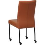 Leren eetkamerstoel Comfort met wieltjes - Toledo Natur (co, Huis en Inrichting, Stoelen, Overige kleuren, Leren eetkamerstoel Comfort met wieltjes - Toledo Natur (cognac) - Poten staal rond zwart past perfect in uw interieur als u woonstijl: Modern is.