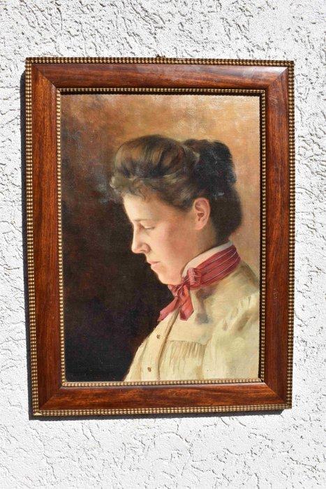 Deutsc Schule (XIX) - Profil einer Dame um 1900, Antiek en Kunst, Kunst | Schilderijen | Klassiek