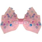 Haarclip met roze organza strik met pailetten - 11 cm NIEUW, Ophalen of Verzenden, Nieuw