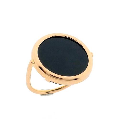 18 Krt. Rosé gouden ring met onyx (gouden pinkring), Sieraden, Tassen en Uiterlijk, Ringen, Dame, Met edelsteen, Overige kleuren