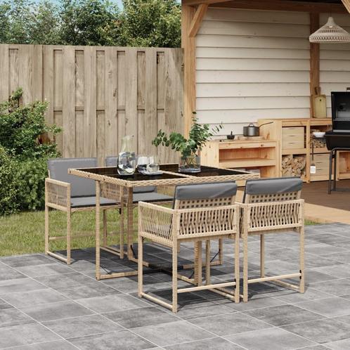vidaXL 5-delige Tuinset met kussens poly rattan gemengd, Tuin en Terras, Tuinsets en Loungesets, Tuinset, Nieuw, 4 zitplaatsen