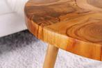 Ronde massief houten salontafel MOSAIK 60cm naturel, Huis en Inrichting, Tafels | Salontafels, Ophalen of Verzenden, Nieuw