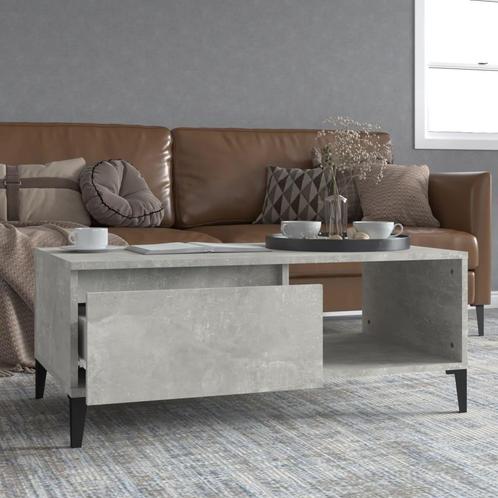 vidaXL Salontafel 90x50x36,5 cm bewerkt hout betongrijs, Huis en Inrichting, Tafels | Salontafels, 50 tot 100 cm, Nieuw, Overige houtsoorten