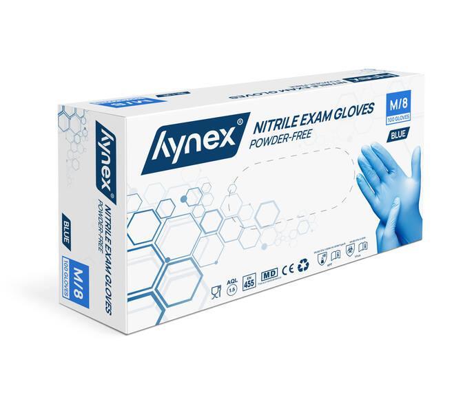 Hynex handschoen nitril PF blauw maat M - 100 stuks, Huis en Inrichting, Schoonmaakartikelen, Verzenden