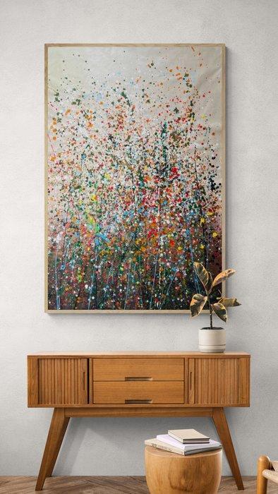 Jane Grieco - Champ fleuri vibrant - Tableau, unique, format, Antiek en Kunst, Kunst | Schilderijen | Modern