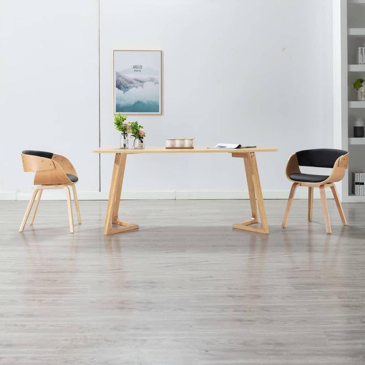 vidaXL Eetkamerstoel gebogen hout en kunstleer zwart, Huis en Inrichting, Stoelen, Zwart, Nieuw, Verzenden