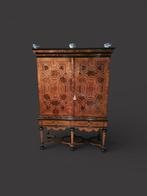 A fine liégeois marquetry cabinet on stand with noble