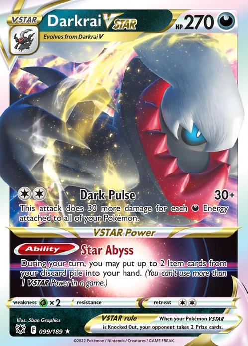 Darkrai VSTAR 099/189 Astral Radiance, Hobby en Vrije tijd, Verzamelkaartspellen | Pokémon, Losse kaart, Nieuw, Foil, Ophalen of Verzenden