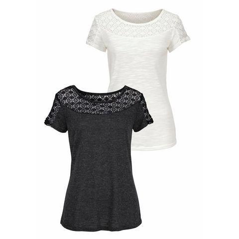 Vivance T-shirt met zachte gehaakte kant (Set van 2), Kleding | Dames, T-shirts, Nieuw, Verzenden