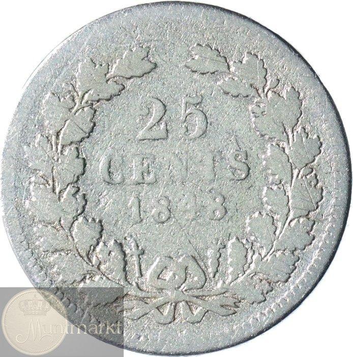 Nederland. Willem II & Wilhelmina. 25 Cents 1848 t/m 1944 EP, Postzegels en Munten, Munten | Nederland