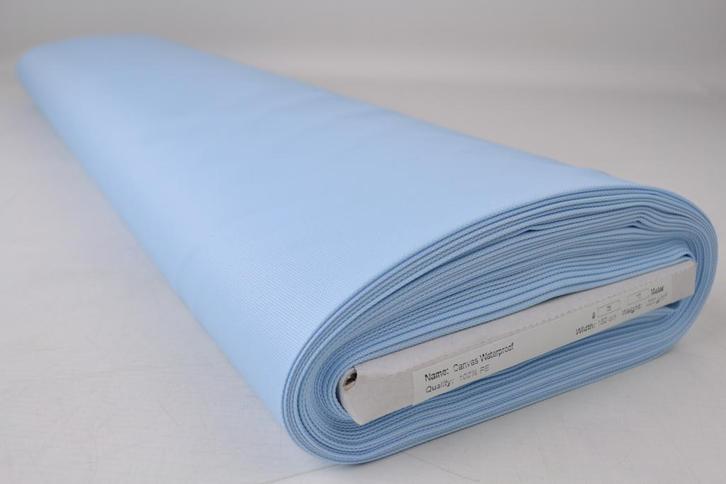 Lichtblauw waterafstotende canvas stof  - 10 of 50 meter rol, Hobby en Vrije tijd, Stoffen en Lappen, 120 cm of meer, 200 cm of meer