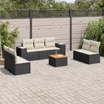 vidaXL 8-delige Loungeset met kussens poly rattan zwart, Nieuw, 8 zitplaatsen, Loungeset, Verzenden