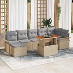 vidaXL Tuin Sofa Set met opslag 8 pcs Beige Poly riet, Tuin en Terras, Tuinsets en Loungesets, Verzenden, Nieuw, Rotan