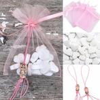 Organza zakje roze + gelukspoppetje en 15 mini pepermuntjes, Hobby en Vrije tijd, Verzenden, Nieuw, Feestartikel, Geboorte of Huwelijk