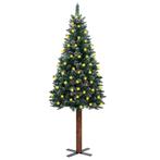 vidaXL Kerstboom met LED's en hout en witte sneeuw smal 180