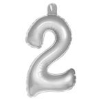 Opblaascijfer 2 Zilver 35cm, Hobby en Vrije tijd, Feestartikelen, Verzenden, Nieuw
