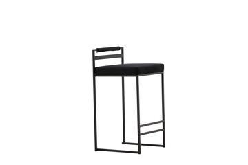 Counter Barkruk - 65 cm - Joost - Zwart - Velvet - Jörn, Huis en Inrichting, Barkrukken, Nieuw, Verzenden