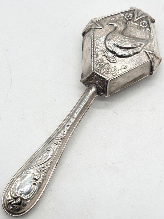 Grote 1e gehalte zilveren Rammelaar met dubbelzijdig decor -, Antiek en Kunst, Antiek | Goud en Zilver