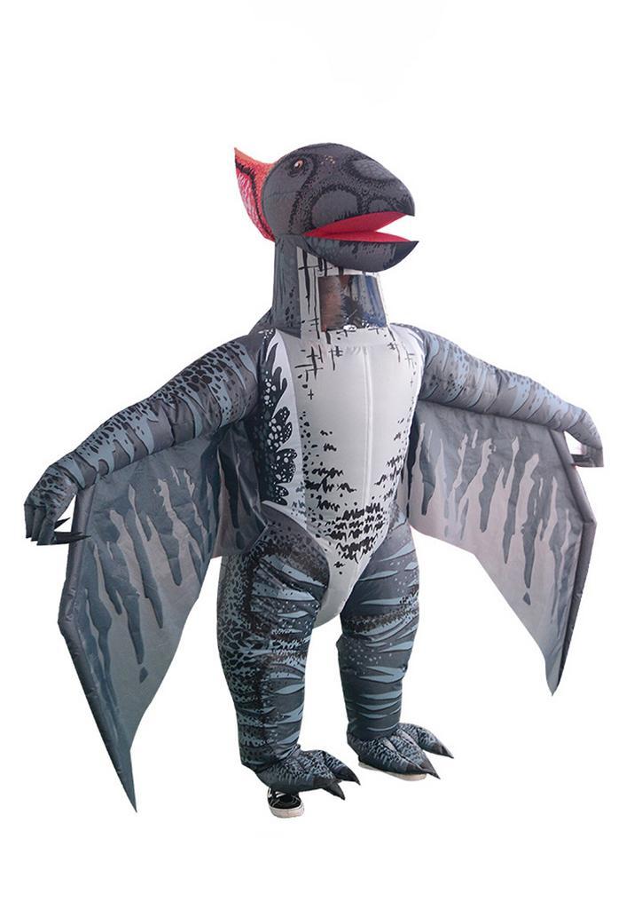 KIMU® Opblaas Kostuum Pterosaurus Grijs Opblaasbaar Pak Dino, Kleding | Heren, Carnavalskleding en Feestkleding, Kleding, Nieuw