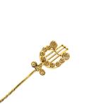 Vintage/antiek gouden reversspeld, dasspeld | Harp, Ophalen of Verzenden, Gebruikt, Overige kleuren, Goud