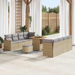 vidaXL Tuin Sofa Set met kussen 11 pcs Beige Poly riet, Tuin en Terras, Tuinsets en Loungesets, Verzenden, Nieuw, Rotan
