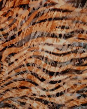 Katoen/Polyester Stretch Diffused Tiger Oranje, Hobby en Vrije tijd, Stoffen en Lappen, Oranje, Nieuw