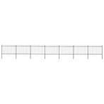 vidaXL Tuinhek met ringtop staal 1248x120 cm zwart, Verzenden, Nieuw, IJzer, 1 tot 2 meter