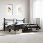 vidaXL Bedframe met voetbord zonder matras metaal zwart, Eenpersoons, Verzenden, Zwart, Nieuw