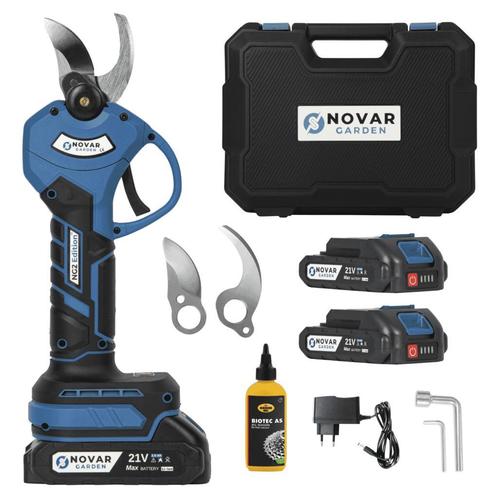 NovarGarden Accu Snoeischaar NG2 - Met Koffer &amp; 2 Accu’s, Tuin en Terras, Snoeischaren, 30 t/m 39 mm, Nieuw, Verzenden