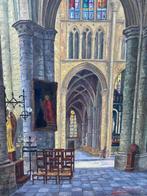 René Servaes (1956) - Kerkinterieur, Antiek en Kunst, Kunst | Schilderijen | Klassiek