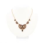 Gouden collier met granaat | 45 cm (vintage, ketting), Gebruikt, Overige kleuren, Ophalen of Verzenden, Met edelsteen