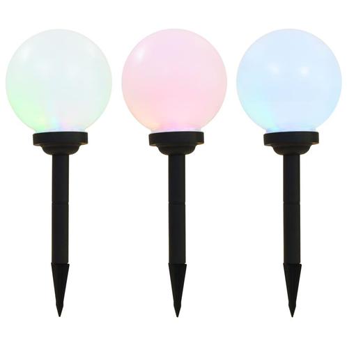 vidaXL LED-solarlampen rond 20 cm RGB 3 st, Tuin en Terras, Buitenverlichting, Nieuw, Verzenden