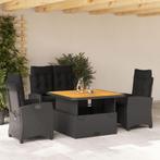 vidaXL 4-delige Tuinset met kussens poly rattan zwart, 4 zitplaatsen, Nieuw, Tuinset, Verzenden