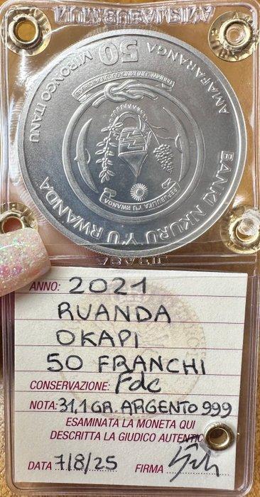 Rwanda. 50 Franken 2021 Okapi (Zonder Minimumprijs), Postzegels en Munten, Munten | Europa | Niet-Euromunten