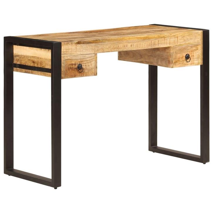 vidaXL Bureau met 2 lades 110x50x77 cm massief mangohout, Huis en Inrichting, Bureaus, Nieuw, Verzenden