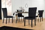Chesterfield Stoel CASTLE Zwart fluweel rubberhout, Huis en Inrichting, Ophalen of Verzenden, Nieuw