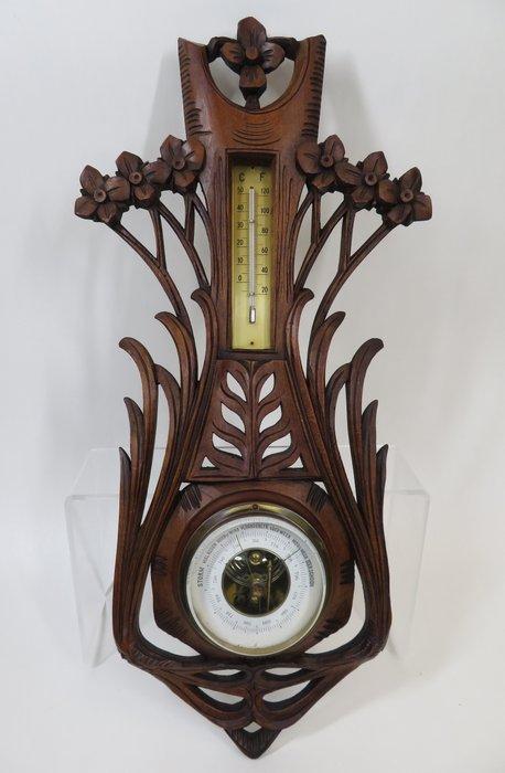 Barometer & thermometer - Weerstation - hout, glas en metaal, Antiek en Kunst, Kunst | Designobjecten