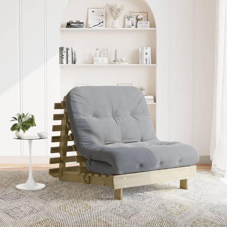 vidaXL Futon slaapbank met matras 90x206x11 cm geïmpregneerd, Huis en Inrichting, Slaapkamer | Slaapbanken, Bruin, Nieuw, Verzenden