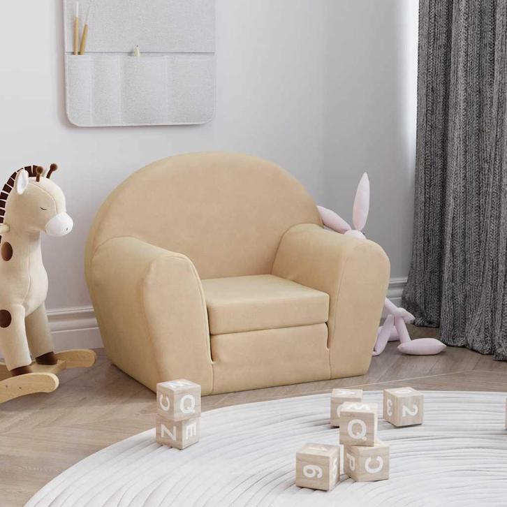 vidaXL Kinderslaapbank zacht pluche crèmekleurig, Kinderen en Baby's, Kinderkamer | Overige Meubels, Nieuw, Verzenden
