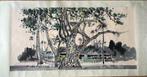 INK AND COLOR ON PAPER PAINTING LANDSCAPE -