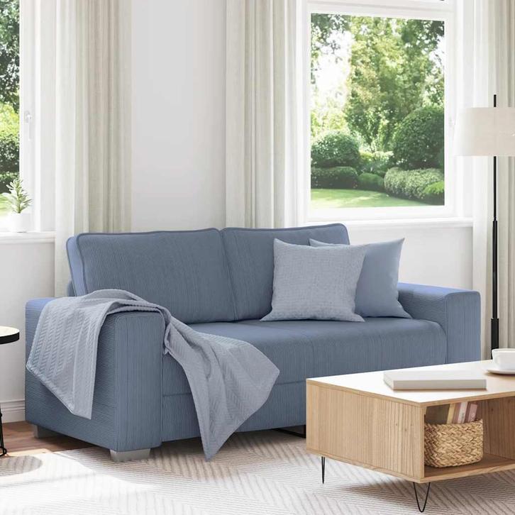 vidaXL Loveseat Sofa Blauw 140 cm Corduroy Stof, Huis en Inrichting, Banken | Bankstellen, Nieuw, Stof, Verzenden