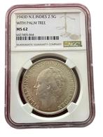 Koningin Wilhelmina 2 1/2 gulden 1943 Denver MS62 NGC, Postzegels en Munten, Zilver, Losse munt, Verzenden