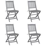 vidaXL Tuinstoelen 4 st inklapbaar met kussens massief, Verzenden, Nieuw, Hout