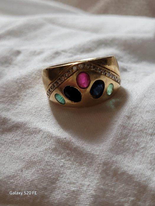 Ring - 18 karaat Geel goud Saffier - Saffier, Sieraden, Tassen en Uiterlijk, Ringen