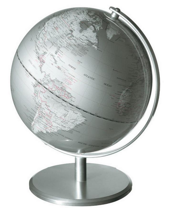 Wereldbol Planet Zilver 25cm, Huis en Inrichting, Woonaccessoires | Wereldbollen, Nieuw, Verzenden