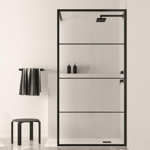BWS Douchewand Black Line | Nano Glas | Mat Zwart Raster |, Doe-het-zelf en Verbouw, Sanitair, Douche, Nieuw, Ophalen of Verzenden