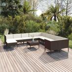 vidaXL 12-delige Loungeset met kussens poly rattan bruin, Verzenden, Nieuw, Rotan, Loungeset