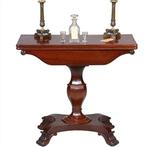 Mahonie Wandtafel uitklapbaar tot vierkante theetafel of spe, Ophalen of Verzenden