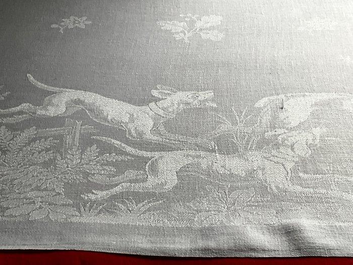 Vroege 20e eeuw tafelkleed met jacht scènes - Textiel - 2.3, Antiek en Kunst, Antiek | Kleden en Textiel